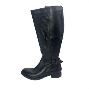 Steve Madden Women's Black Leather Zipper Round Toe Knee High Riding Boots Sz 9